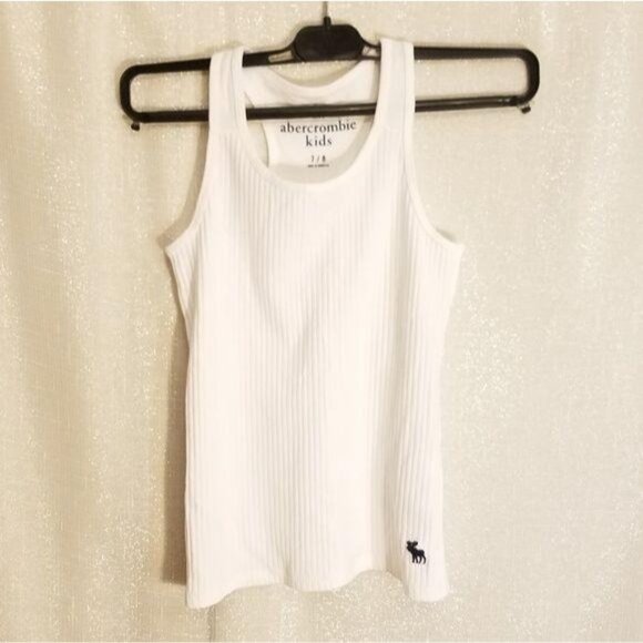 Abercrombie Kids Ribbed White Tank Top size 7/8 undershirt - Picture 1 of 2